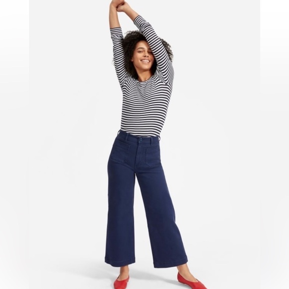 Everlane Wide Leg Crop Patch Pocket Pants Navy Blue Women’s Size 2